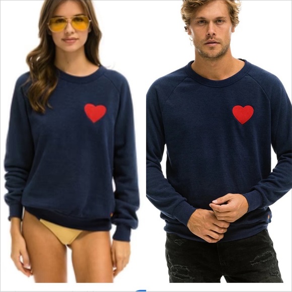 Aviator Nation Heart Embroidery Sweatshirt -Navy  Size 2XL ❤️ unisex - Picture 2 of 13